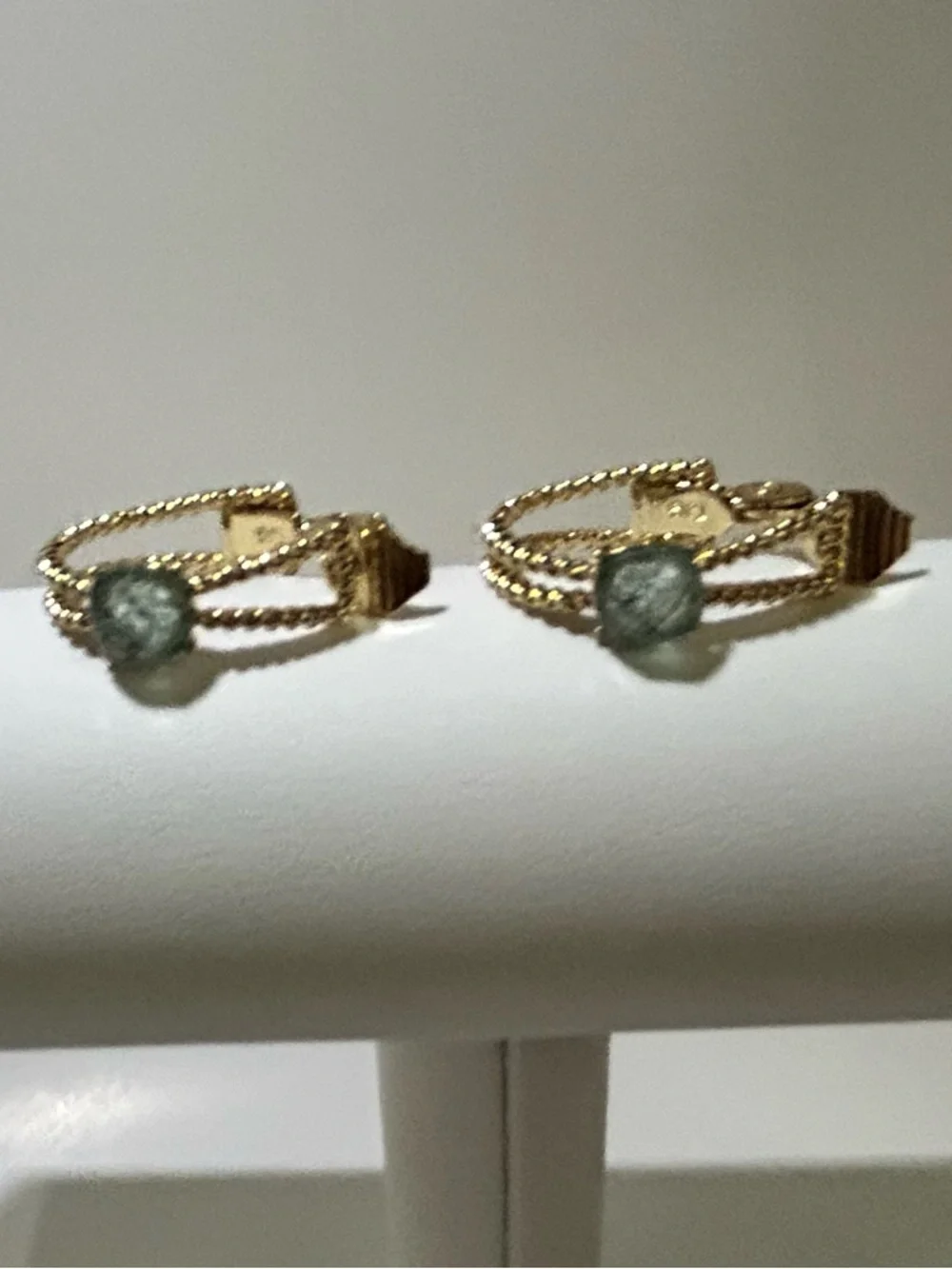 TJG Gold-Tone Earrings with Green Gemstone Accent